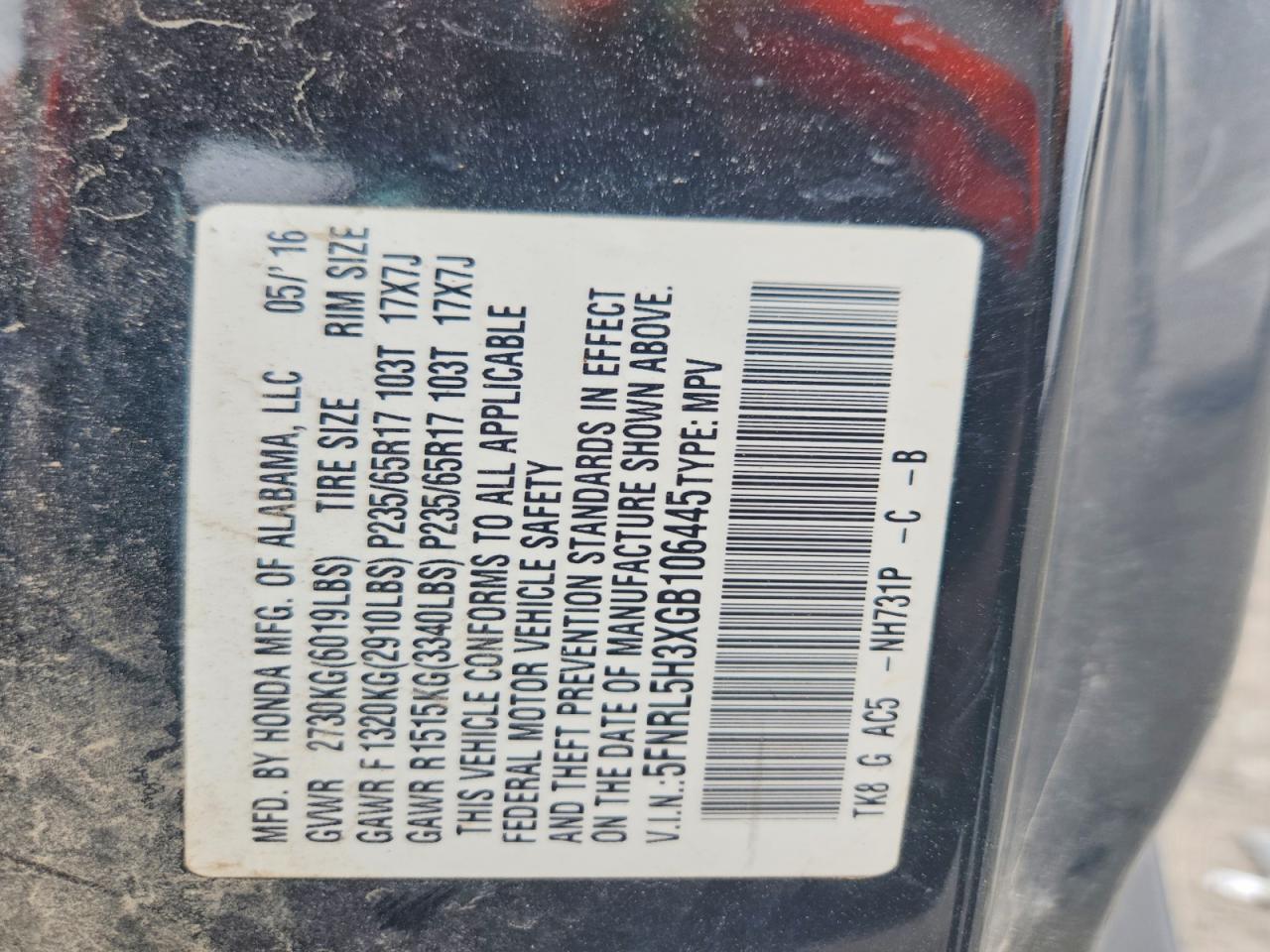2016 HONDA ODYSSEY SE photo 25