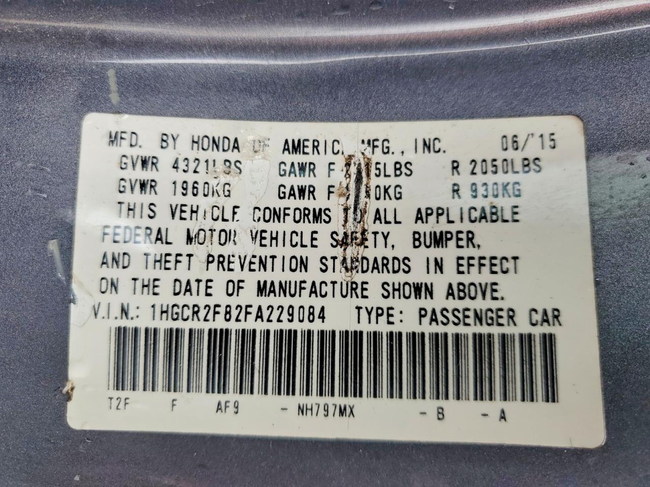 2015 HONDA ACCORD EXL photo 23