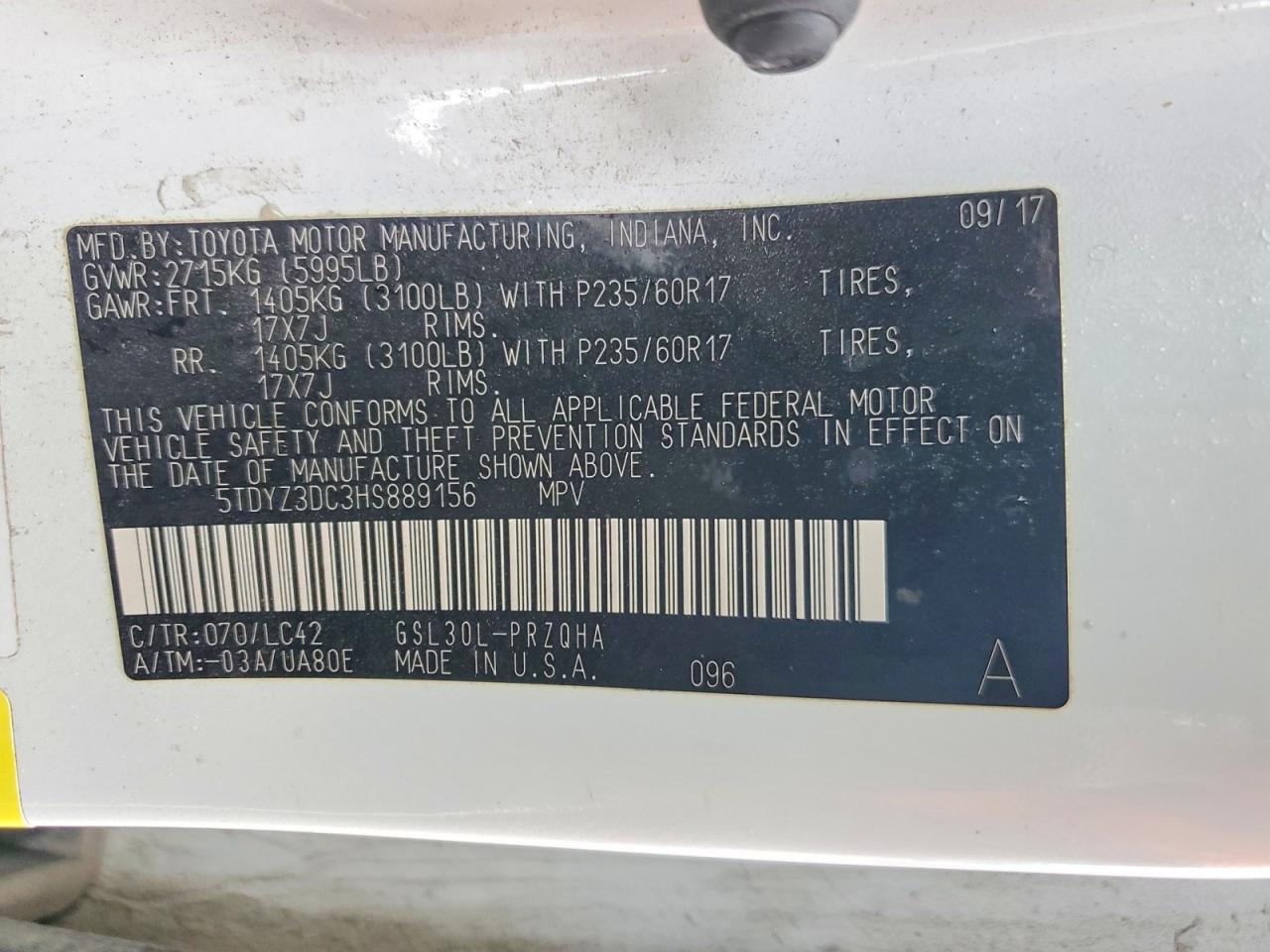 2017 TOYOTA SIENNA XLE PREMIUM 8-PASSENGER photo 13