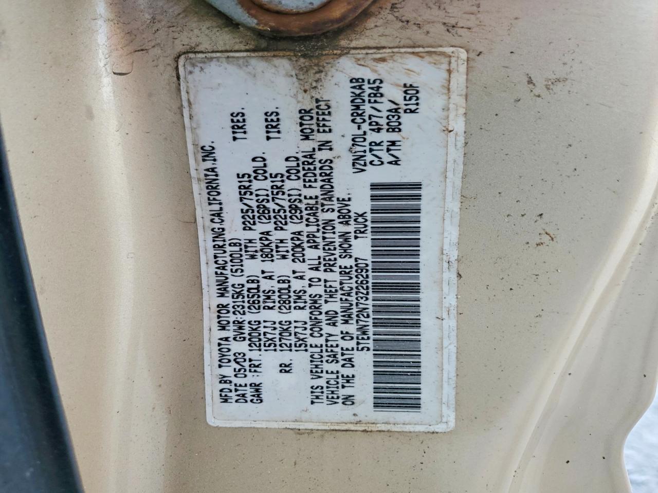 2003 TOYOTA TACOMA photo 12