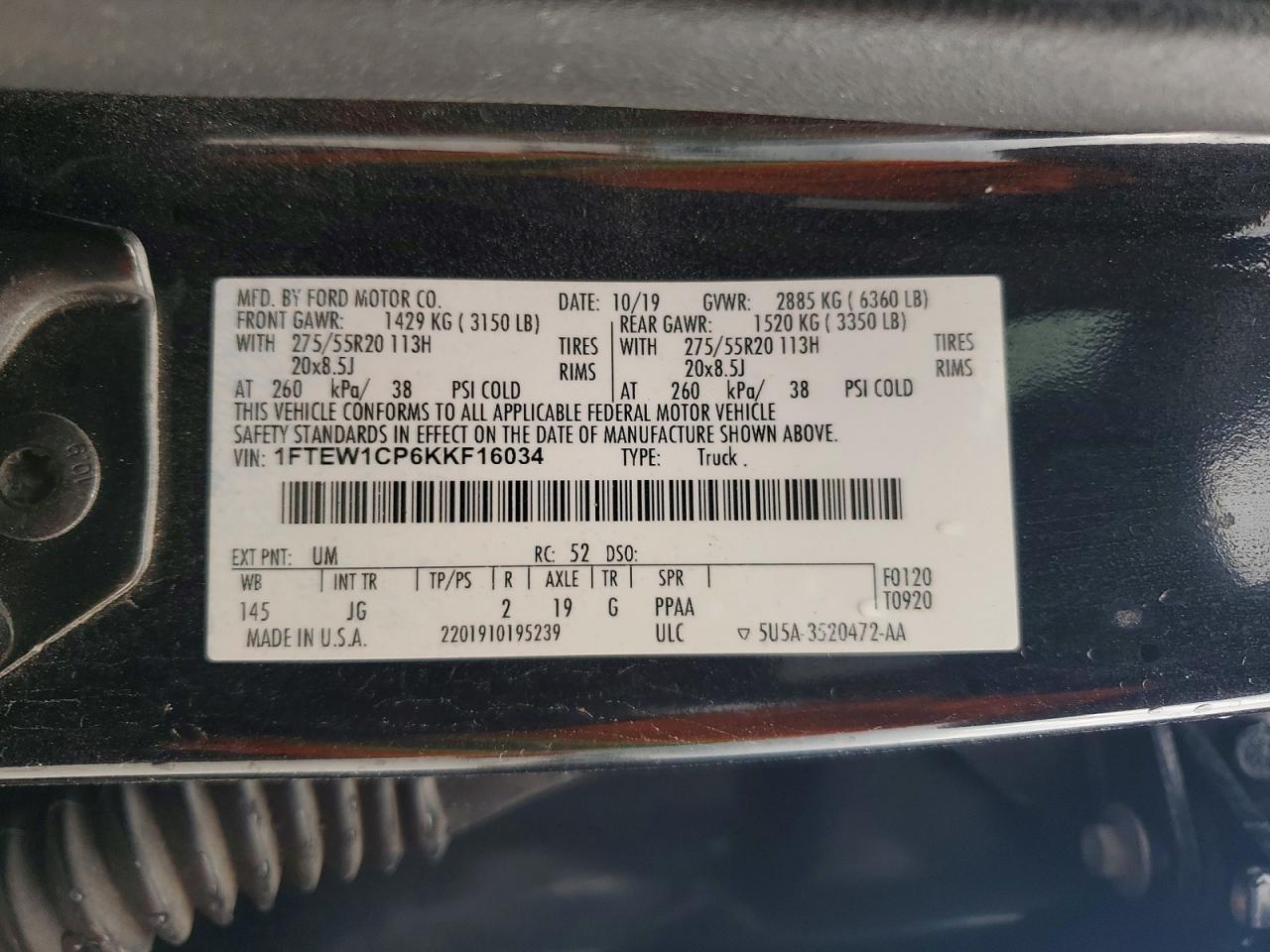 2019 FORD F150 SUPERCREW photo 13
