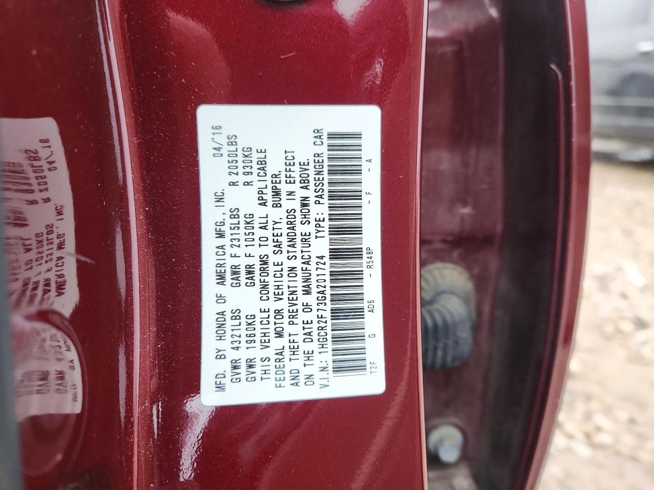 2016 HONDA ACCORD EX photo 23