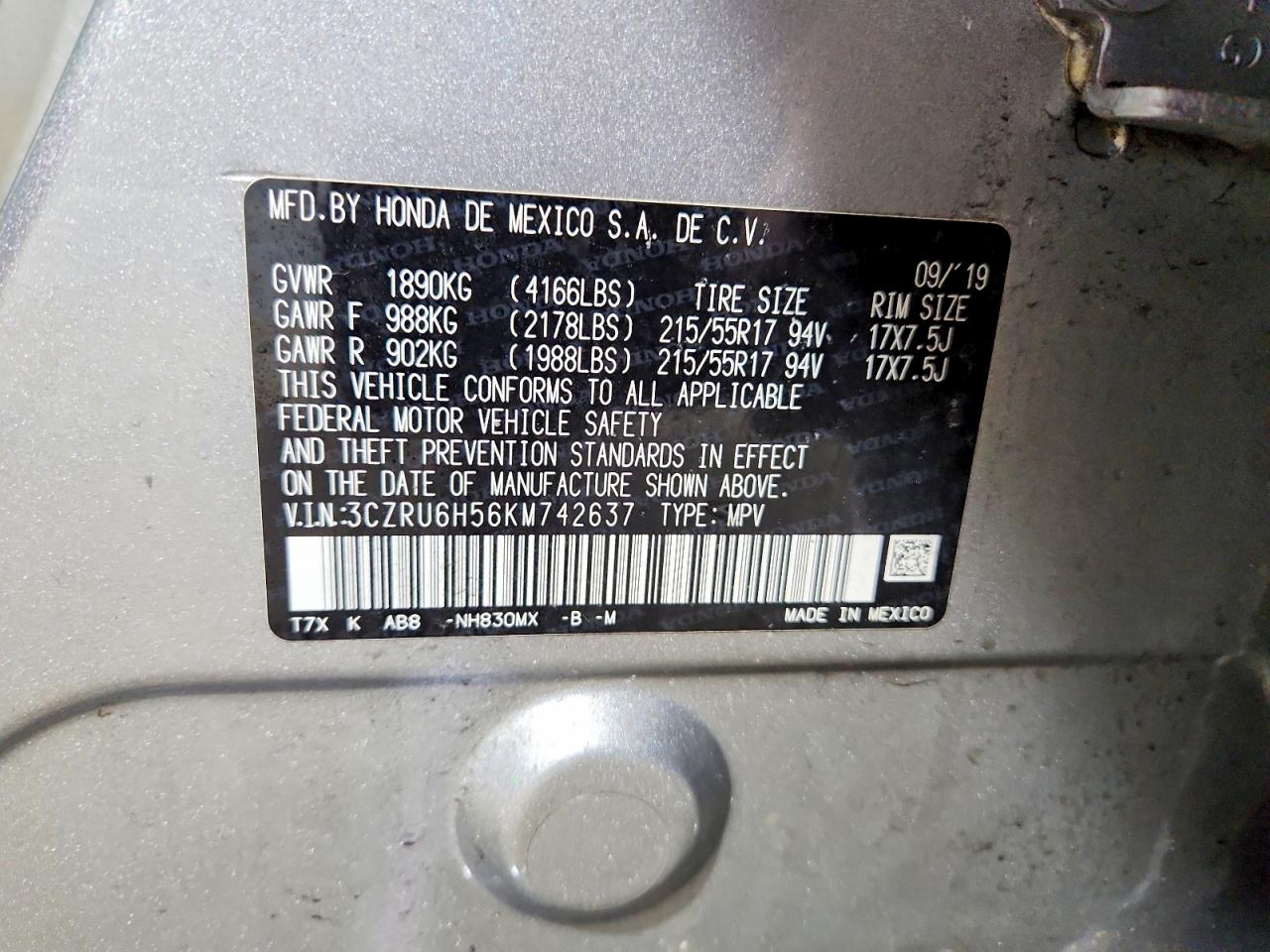 2019 HONDA HR-V EX photo 13