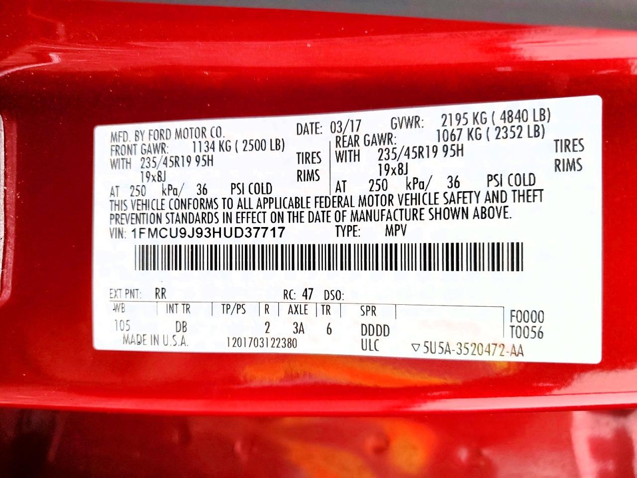 2017 FORD ESCAPE TITANIUM photo 12