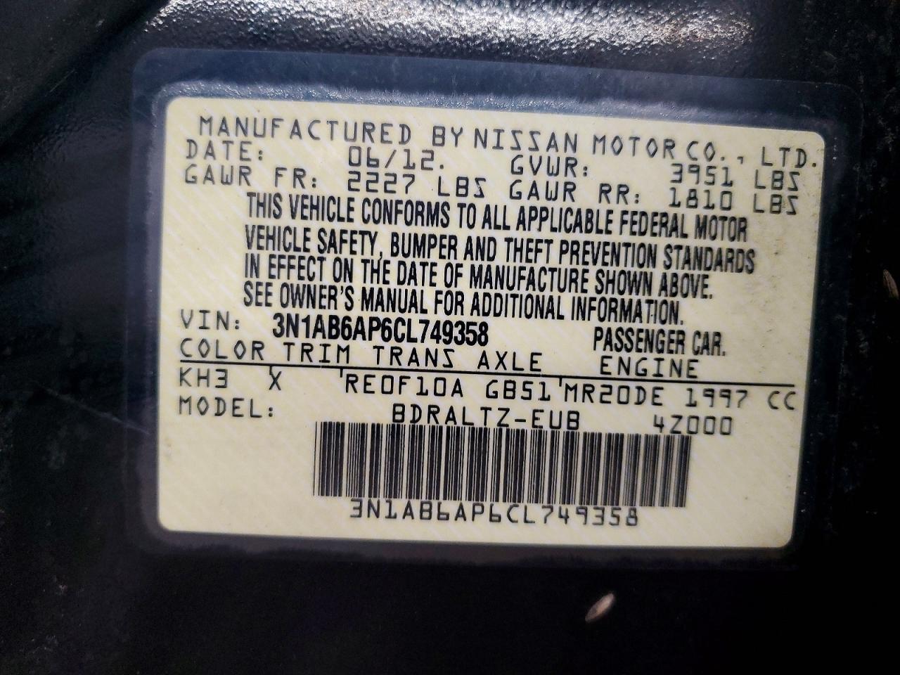 2012 NISSAN SENTRA 2.0 photo 34