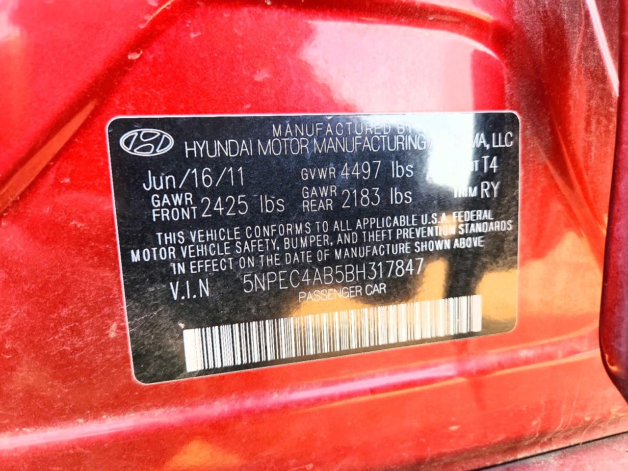 2011 HYUNDAI SONATA SE 2.0T photo 23
