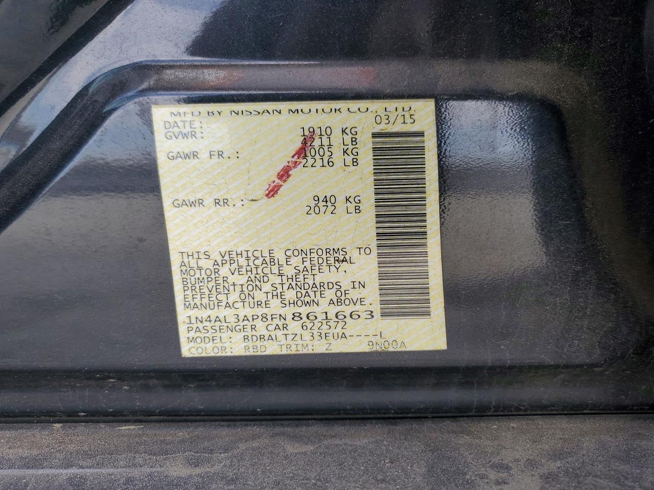 2015 NISSAN ALTIMA 2.5 SL photo 23