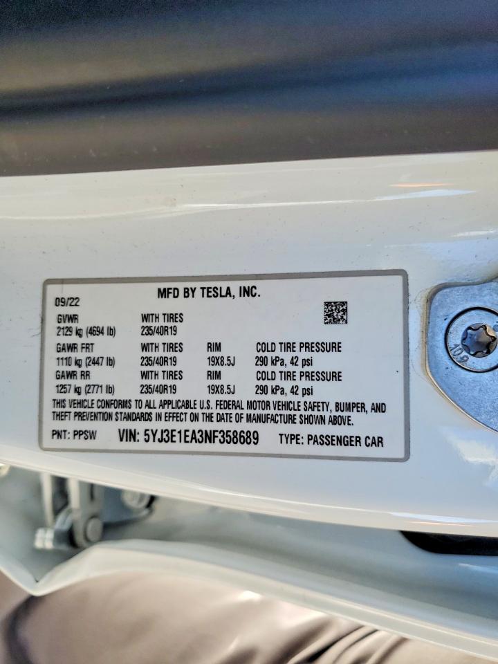 2022 TESLA MODEL 3 photo 23