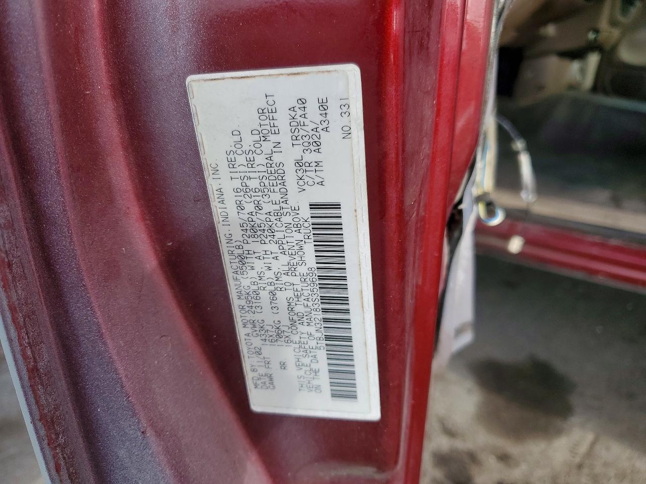2003 TOYOTA TUNDRA BASE photo 13