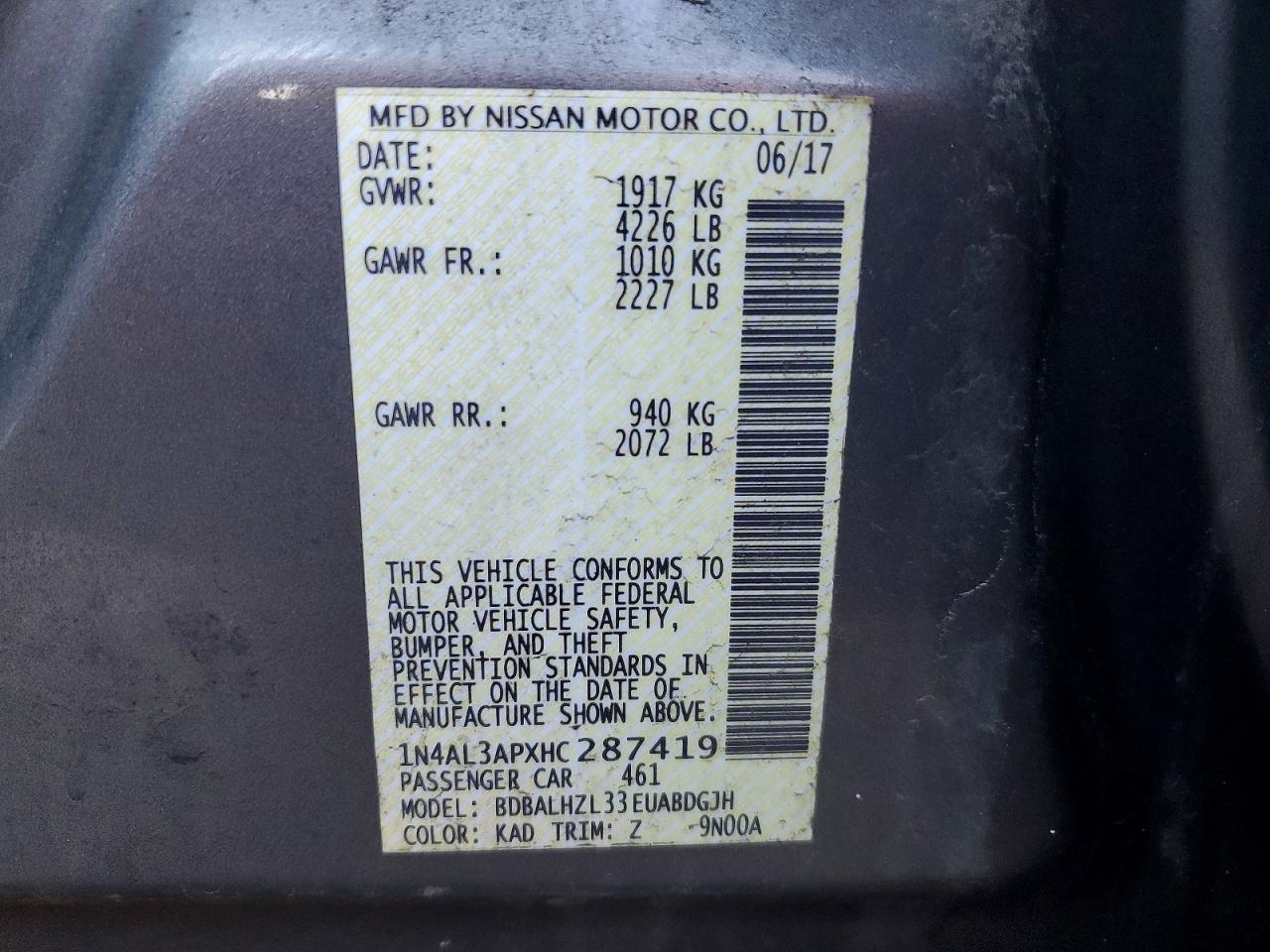 2017 NISSAN ALTIMA 2.5 SR photo 23