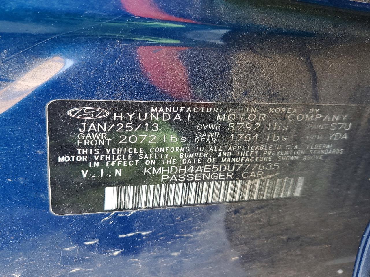 2013 HYUNDAI ELANTRA GLS photo 12