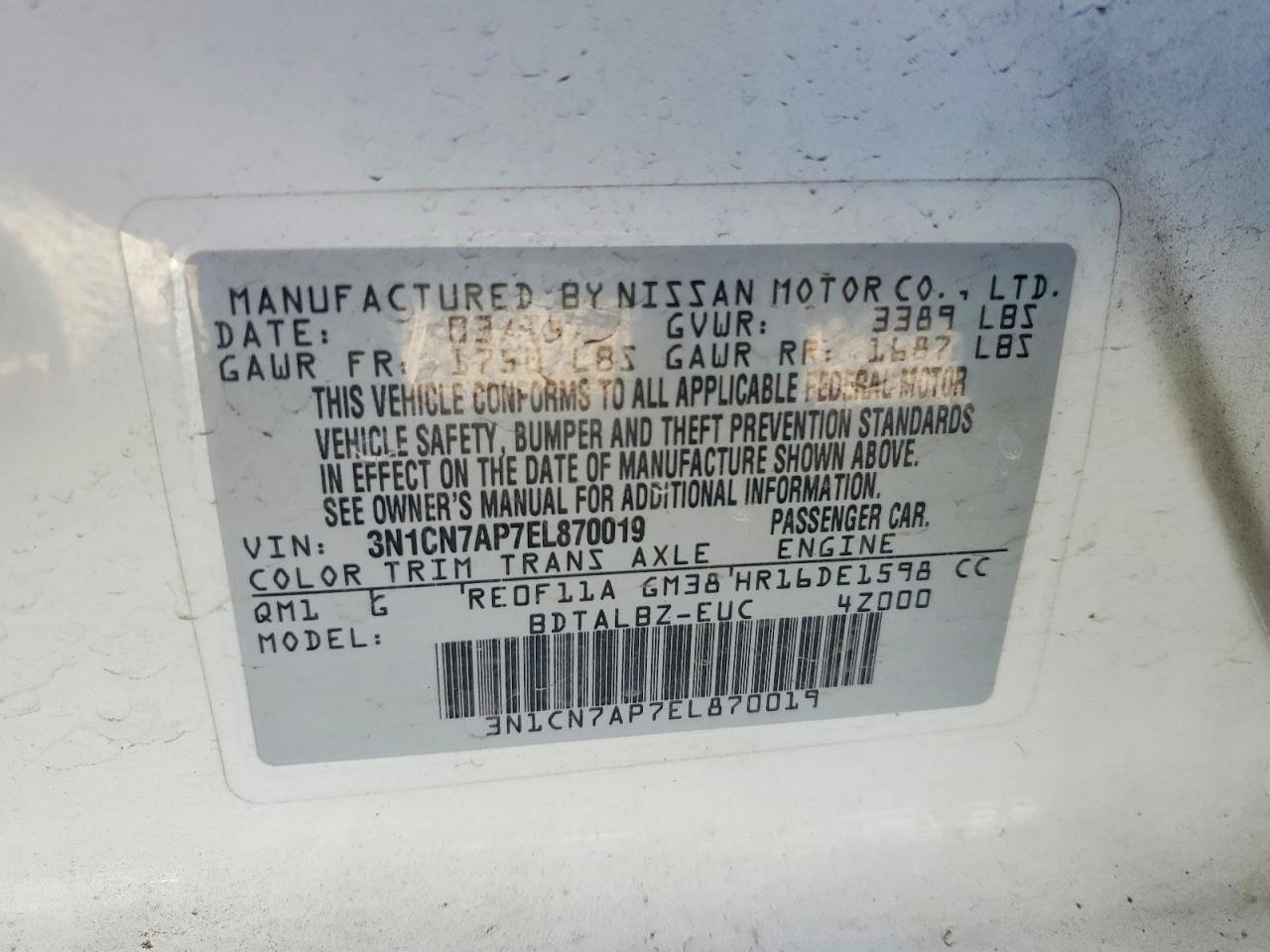 2014 NISSAN VERSA 1.6 SV photo 49
