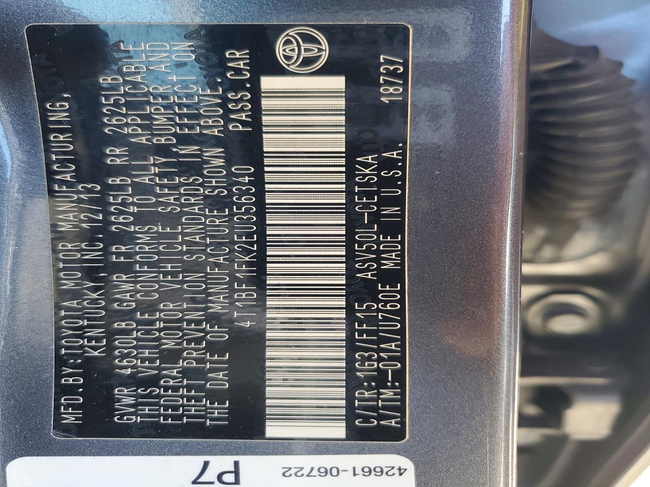 2014 TOYOTA CAMRY SE photo 13