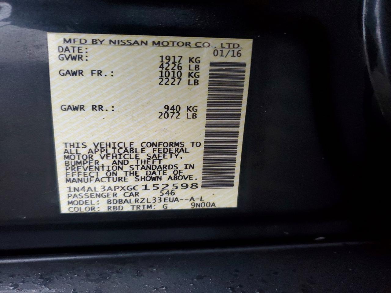 2016 NISSAN ALTIMA 2.5 SL photo 34