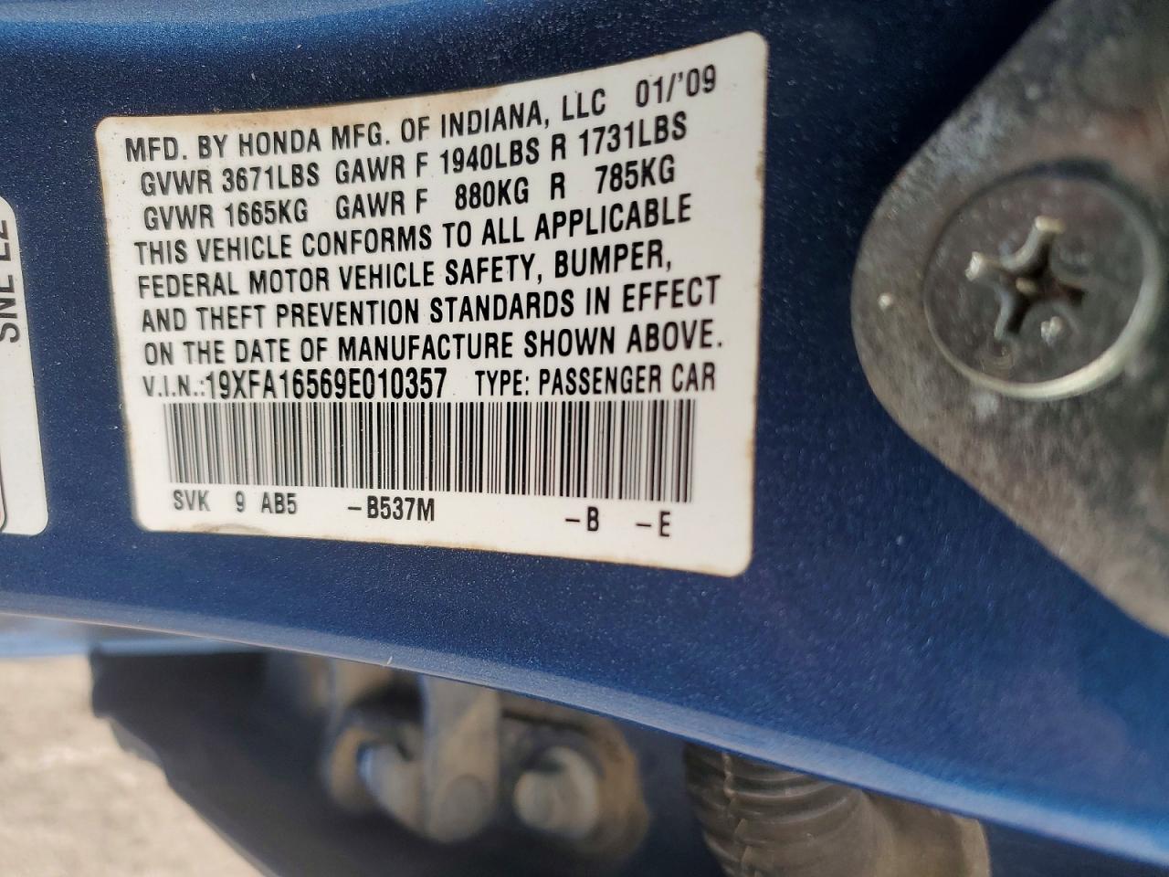 2009 HONDA CIVIC LX photo 13