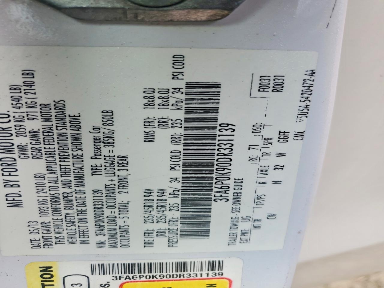 2013 FORD FUSION TITANIUM photo 34