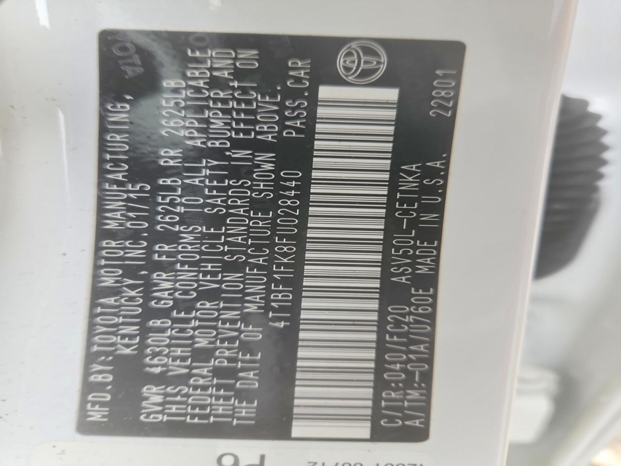 2015 TOYOTA CAMRY LE photo 34