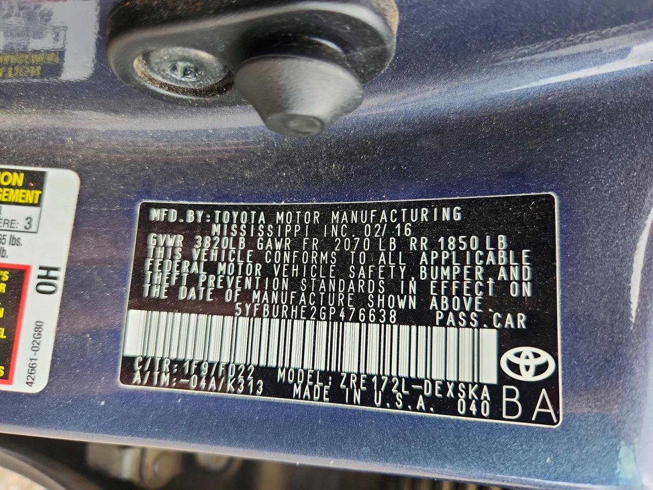 2016 TOYOTA COROLLA S PLUS photo 25