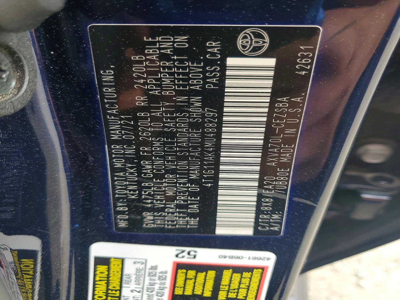 2021 TOYOTA CAMRY SE photo 23