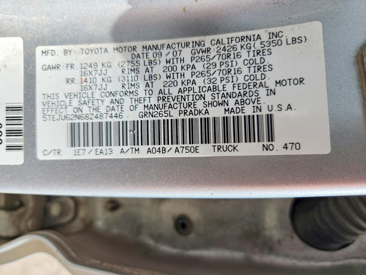 2008 TOYOTA TACOMA PRERUNNER V6 photo 12