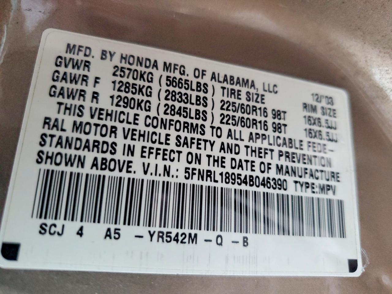 2004 HONDA ODYSSEY EXL photo 13