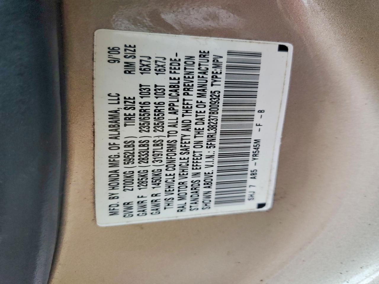 2007 HONDA ODYSSEY LX photo 37
