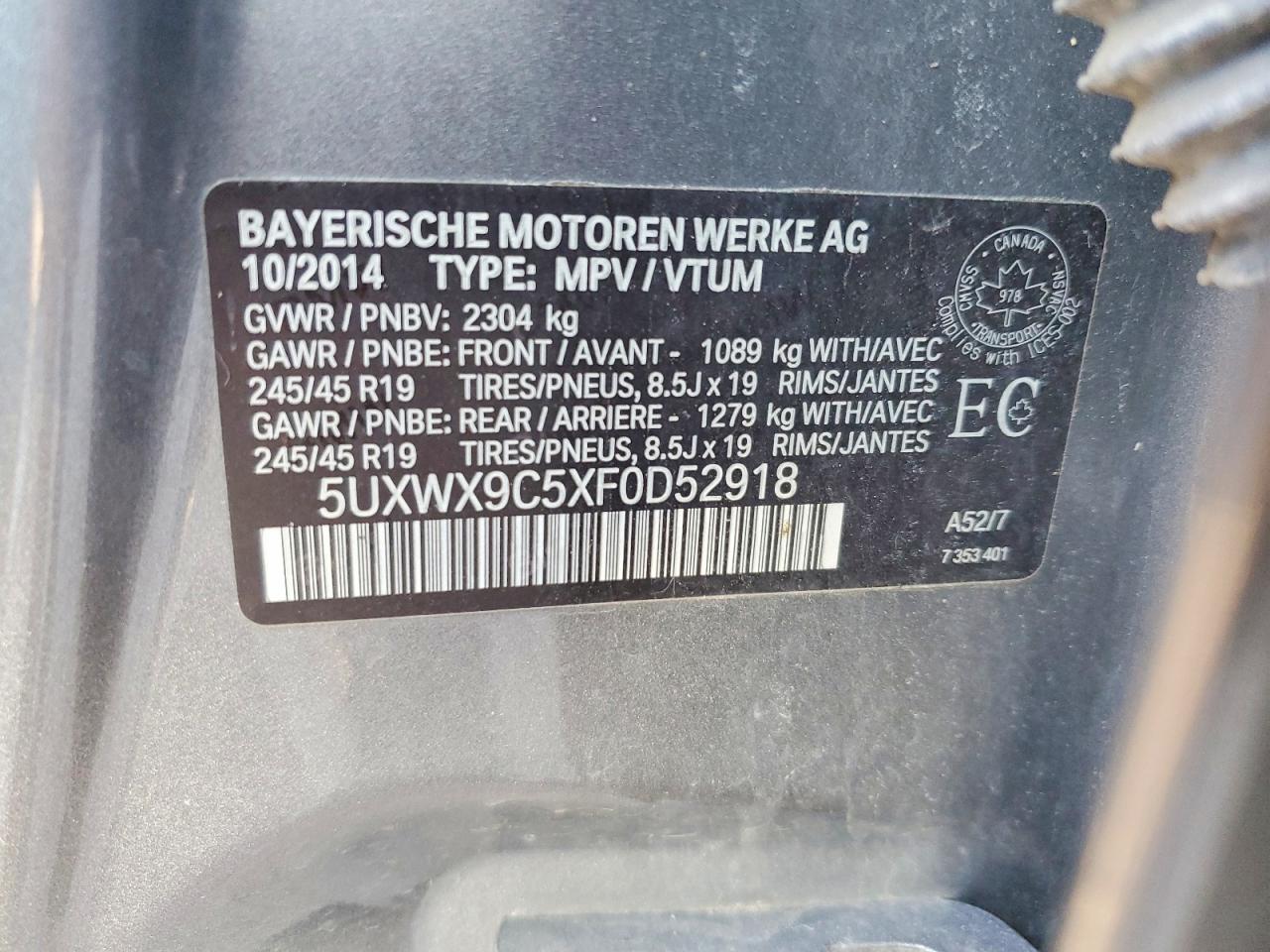 2015 BMW X3 XDRIVE28I photo 14