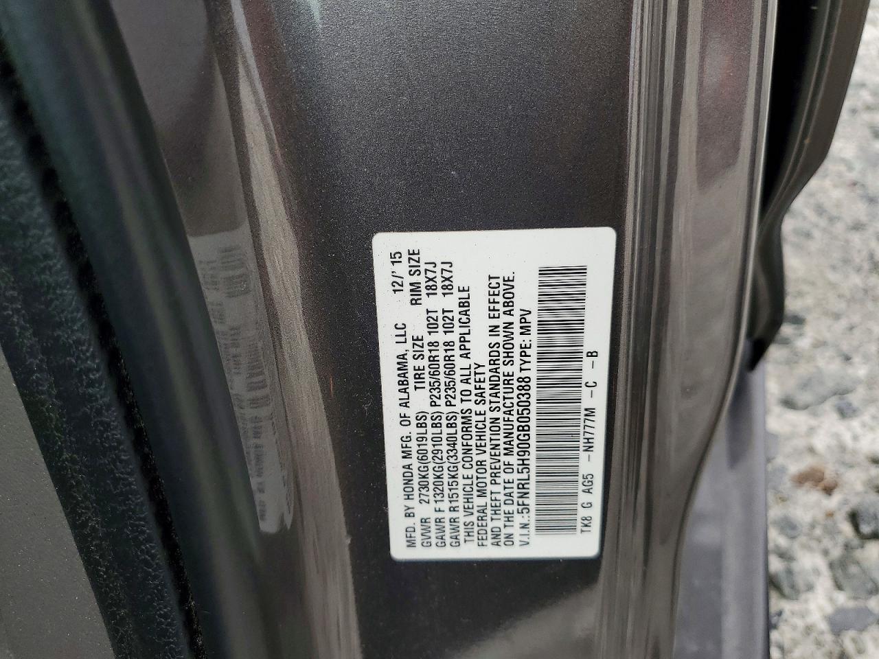 2016 HONDA ODYSSEY TOURING photo 37