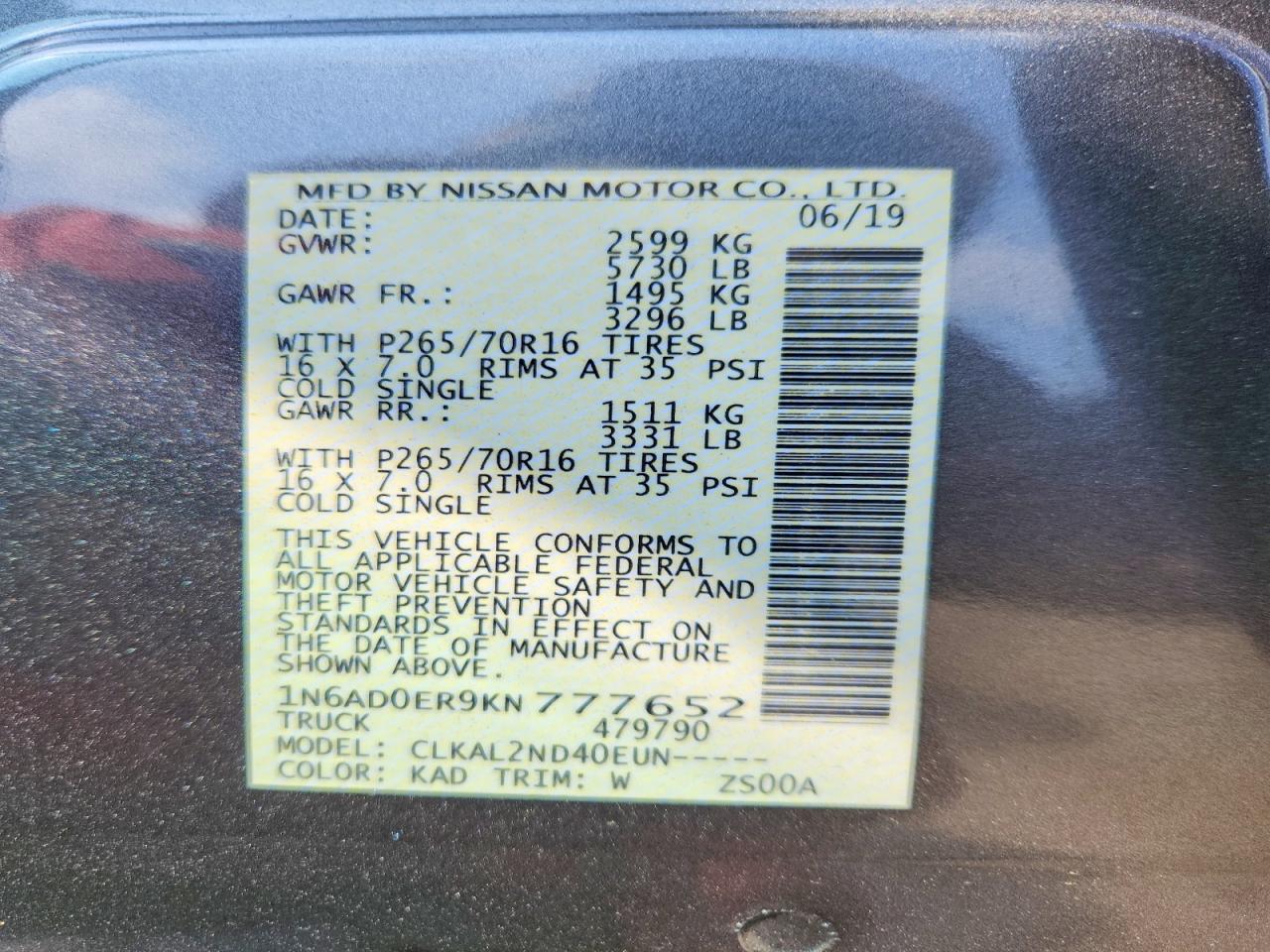 2019 NISSAN FRONTIER SV photo 23
