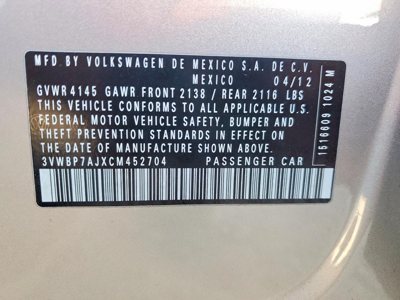 2012 VOLKSWAGEN JETTA SE photo 13
