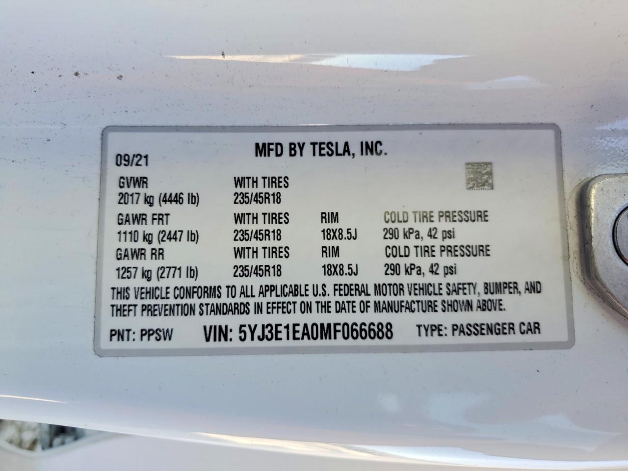 2021 TESLA MODEL 3 photo 25