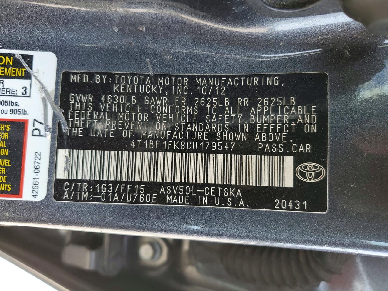 2012 TOYOTA CAMRY SE photo 34