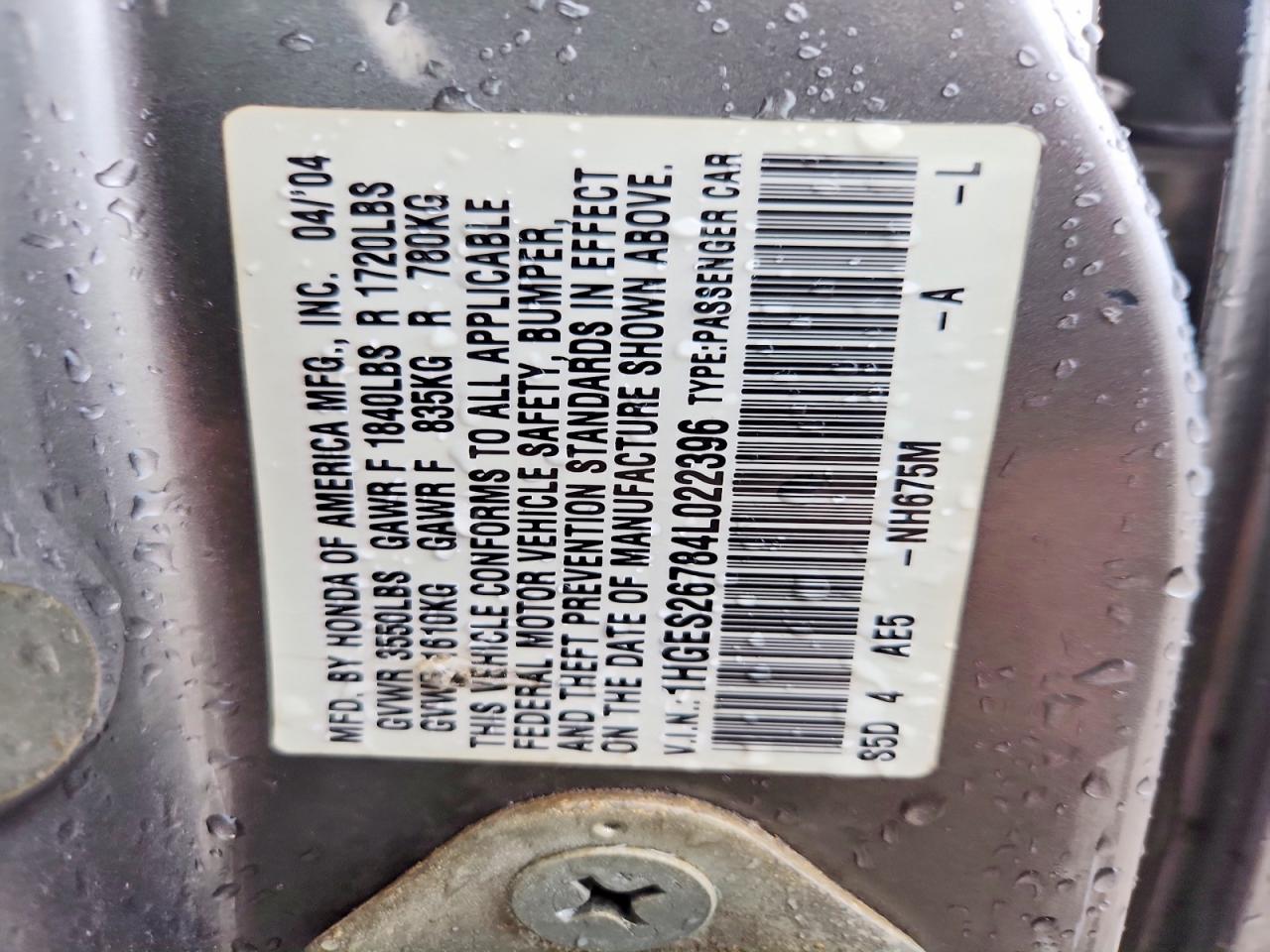 2004 HONDA CIVIC photo 23
