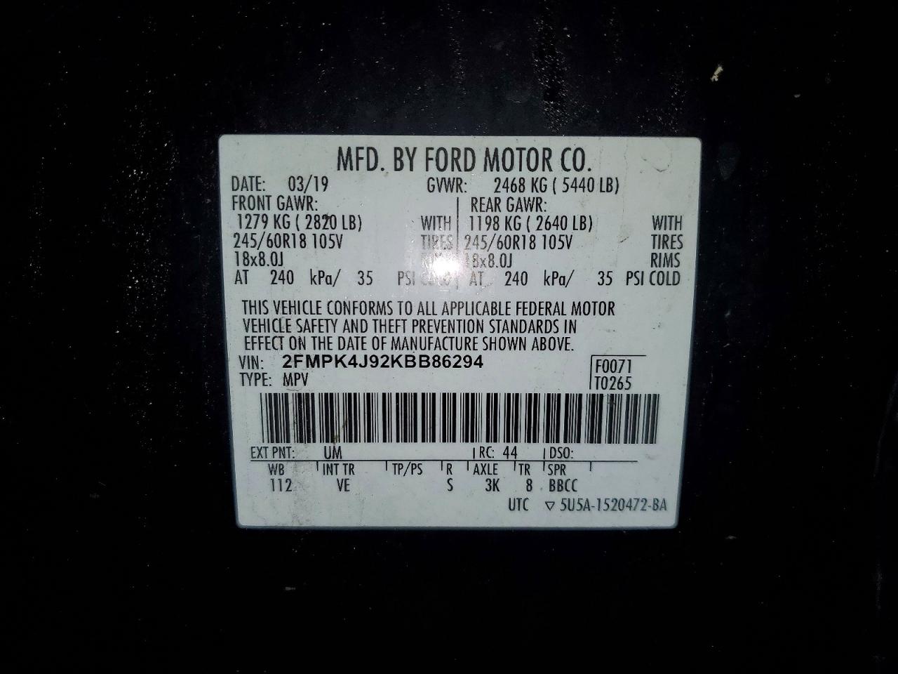 2019 FORD EDGE SEL photo 27