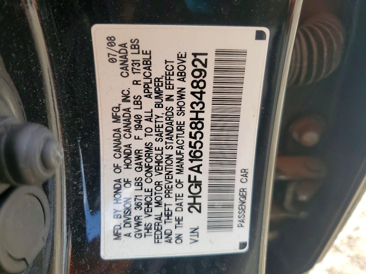 2008 HONDA CIVIC LX photo 12