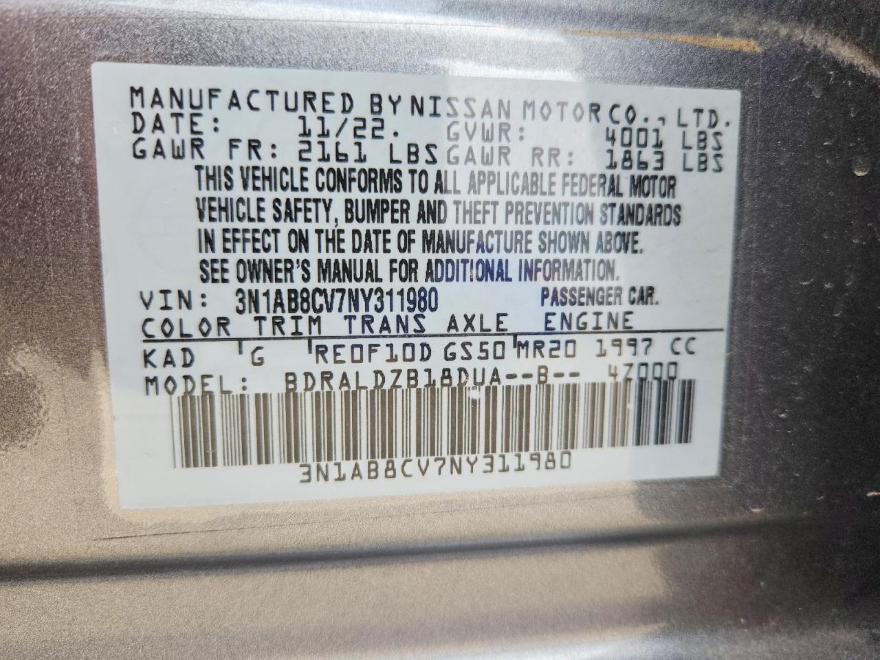 2022 NISSAN SENTRA SV photo 25