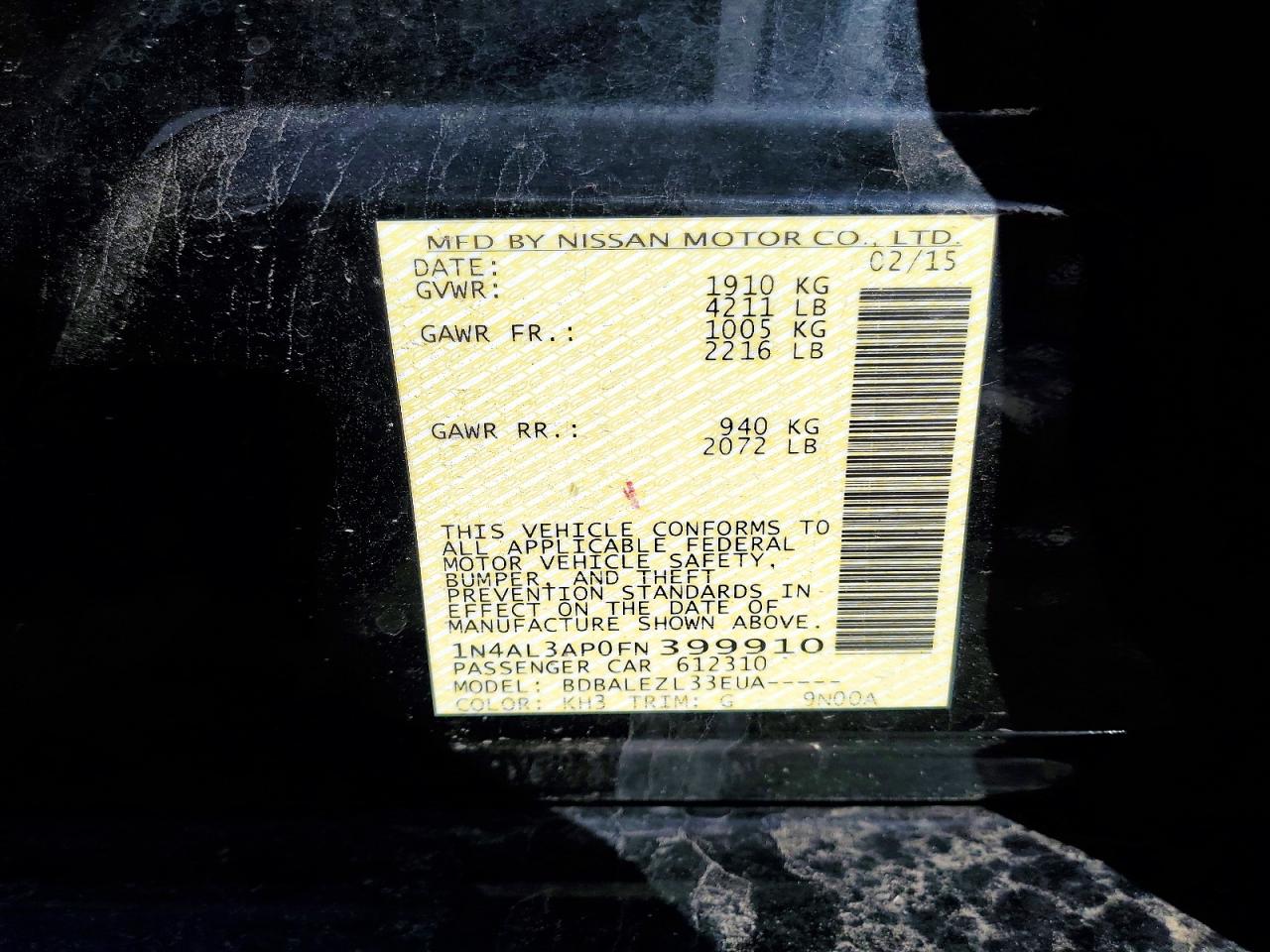 2015 NISSAN ALTIMA 2.5 S photo 34