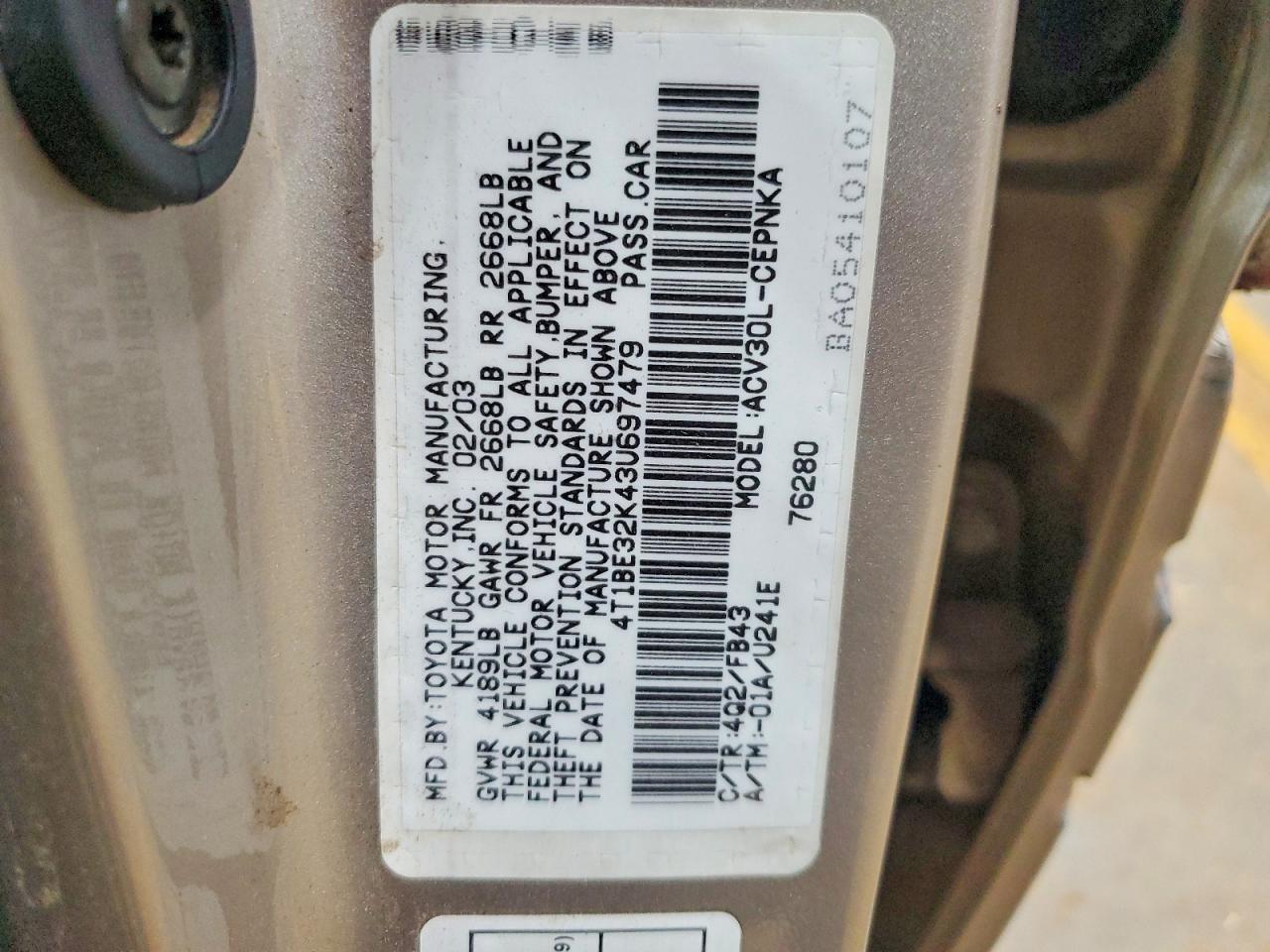2003 TOYOTA CAMRY LE photo 23
