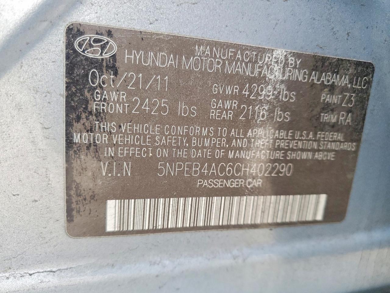 2012 HYUNDAI SONATA GLS photo 34