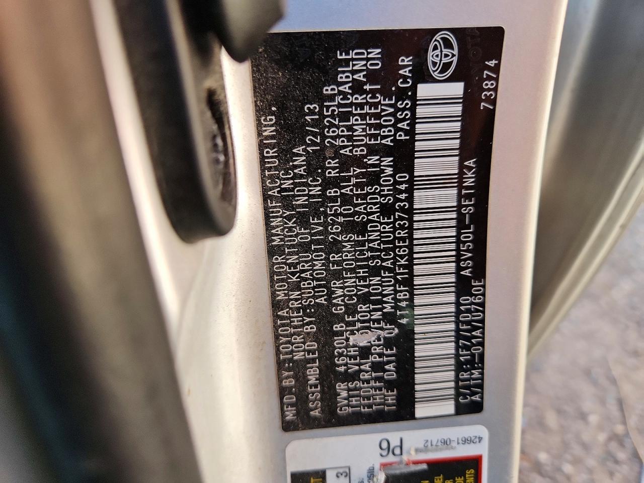 2014 TOYOTA CAMRY LE photo 12
