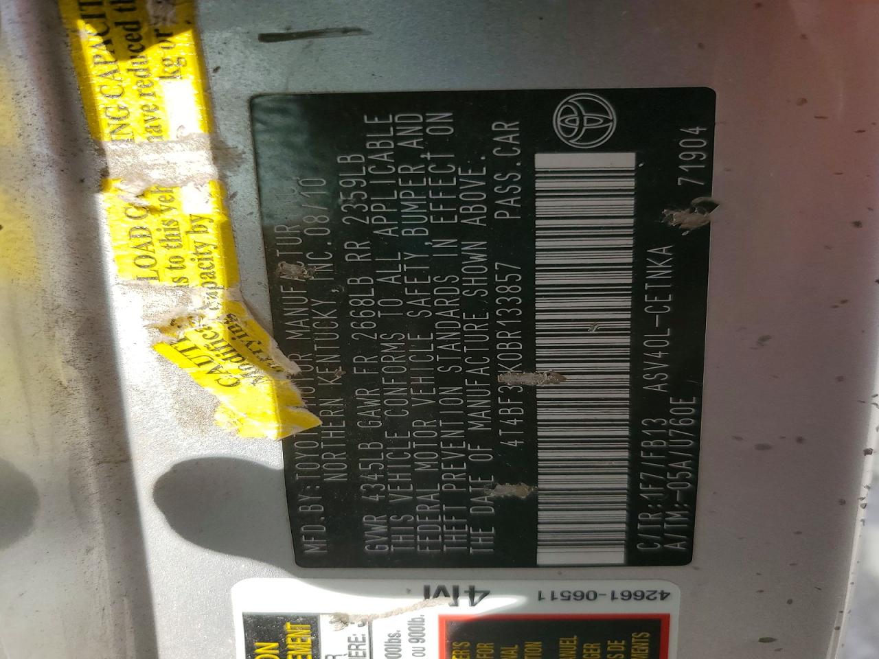 2011 TOYOTA CAMRY LE photo 13