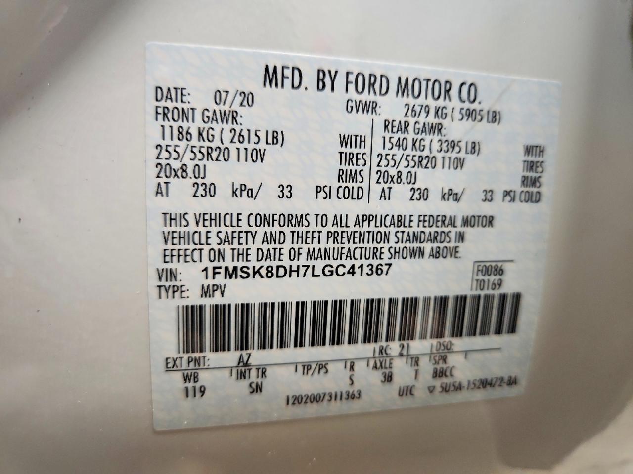 2020 FORD EXPLORER XLT photo 40