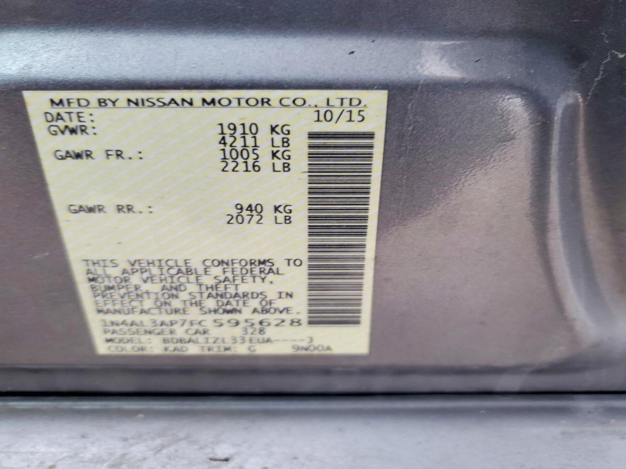 2015 NISSAN ALTIMA 2.5 SV photo 23