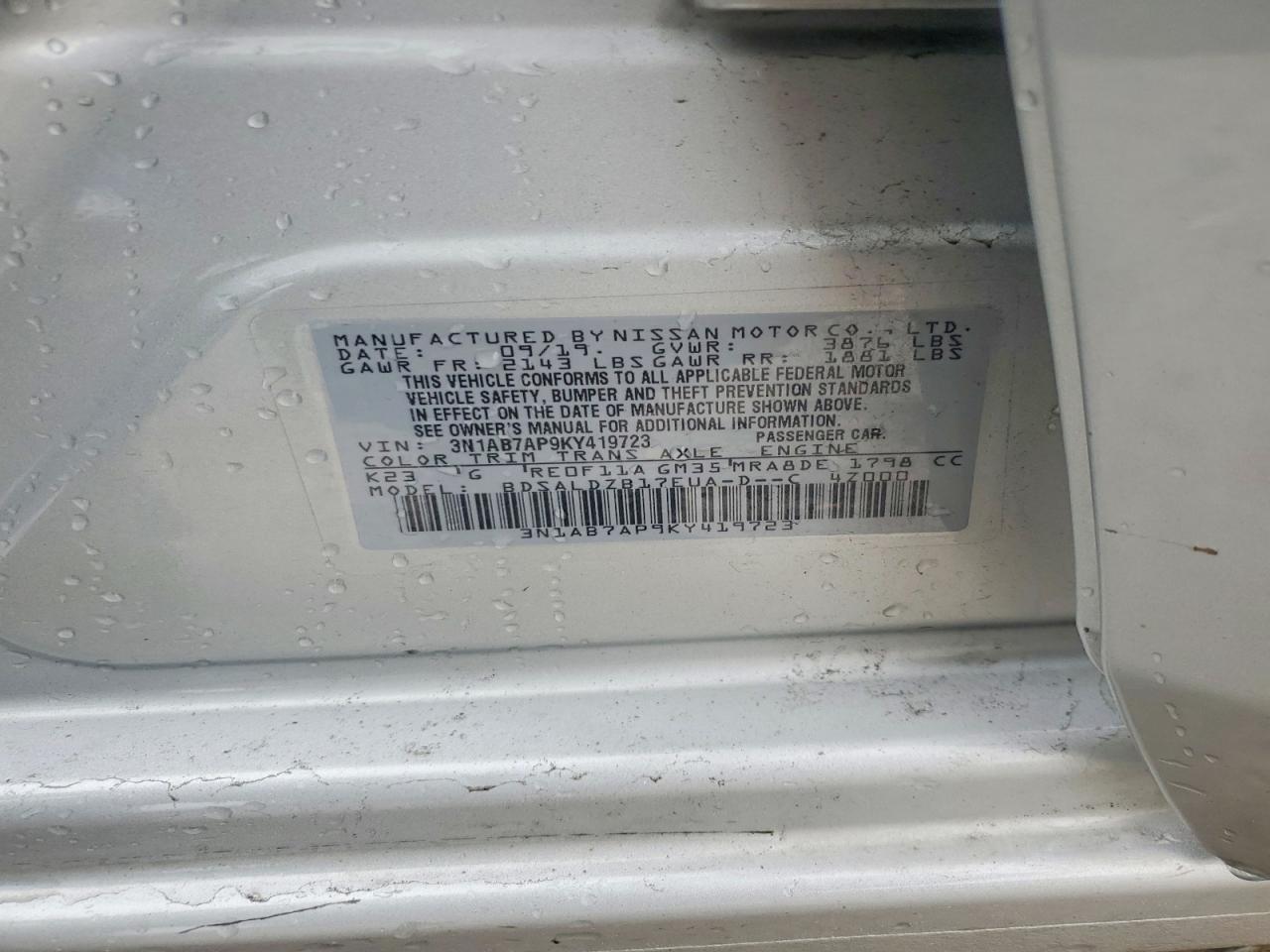 2019 NISSAN SENTRA SV photo 23