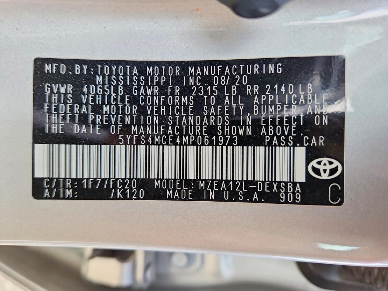 2021 TOYOTA COROLLA SE photo 23