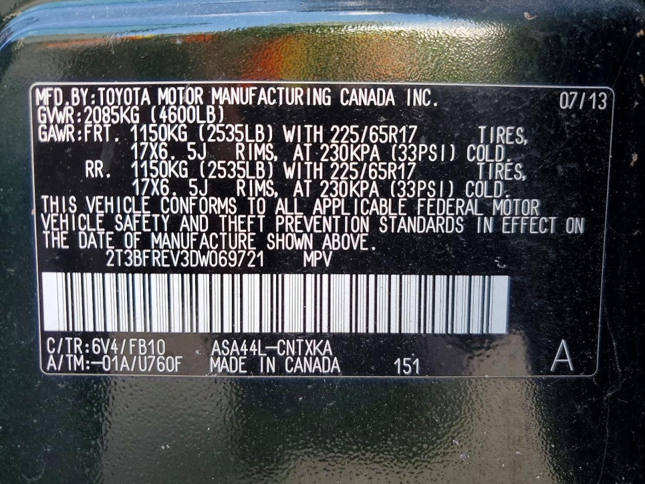2013 TOYOTA RAV4 LE photo 13