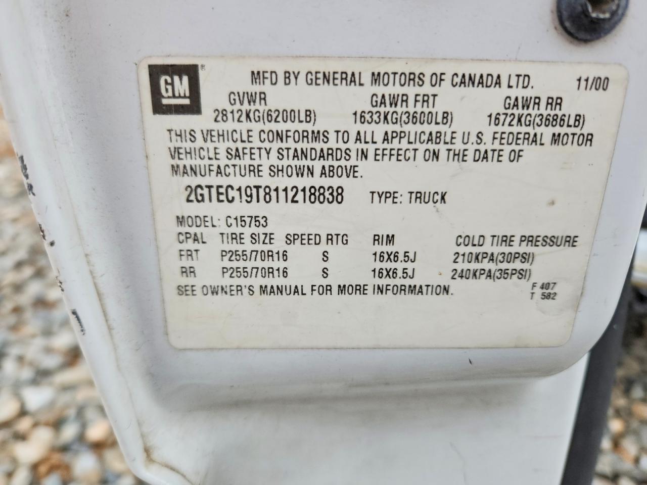 2001 GMC NEW SIERRA C1500 photo 13