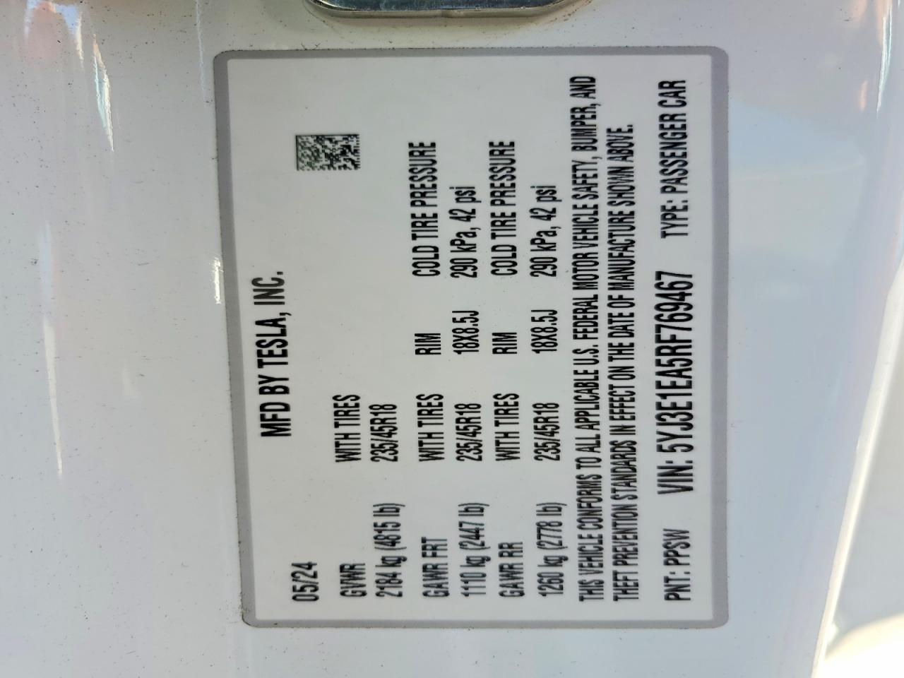 2024 TESLA MODEL 3 photo 12