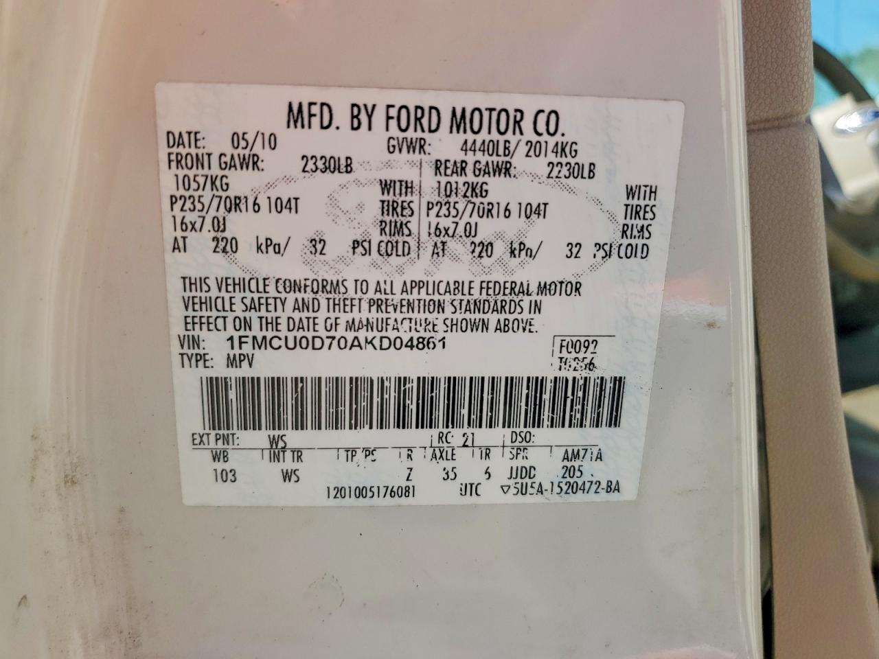 2010 FORD ESCAPE XLT photo 13