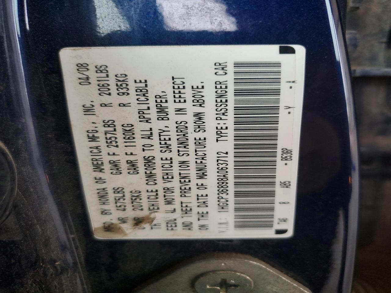 2008 HONDA ACCORD EXL photo 23